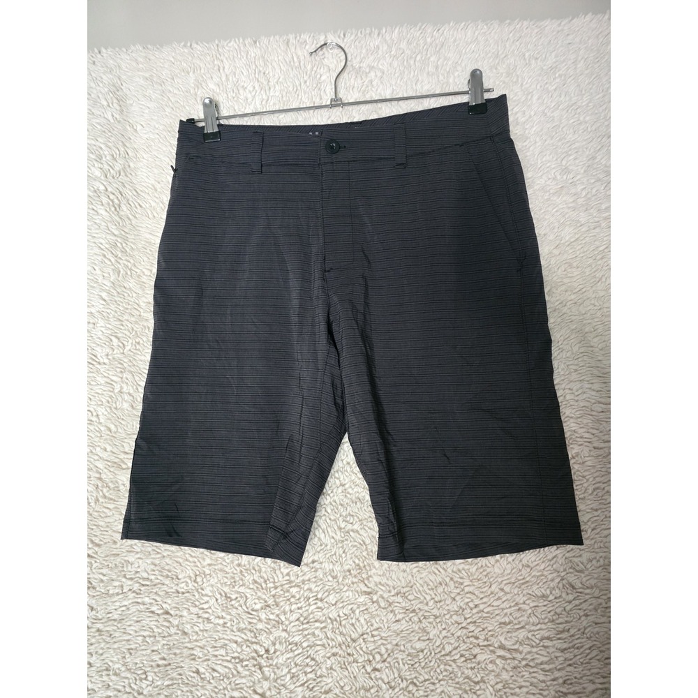 Hang Ten Men's Black Striped Hybrid Board Shorts Drawstring Size 32